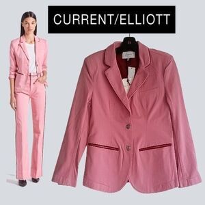 Current/Elliott NEW Barbiecore THE DENIM TAXI LINE Lapel Welt Pockets Jacket 0